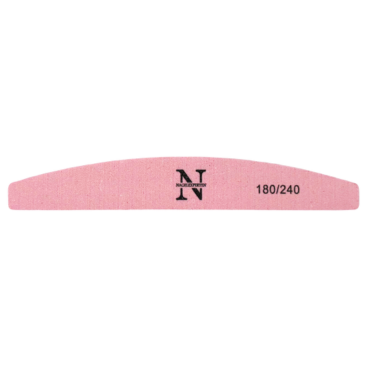 Rosa nagelfil med grit 180 och 240 grit.