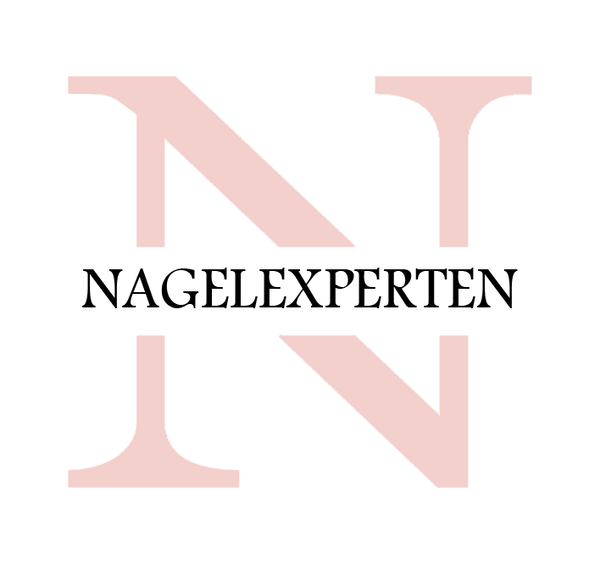 Logotyp med ett stort rosa N med svart text i mitten som säger Nagelexperten.  Bakgrunden är genomskinlig.